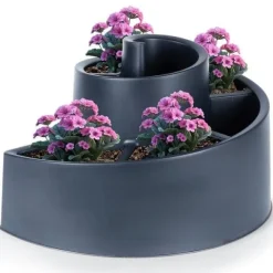 Kwietnik ogrodowy plastikowy czarny spiralny 53x43,5x32,5 cm