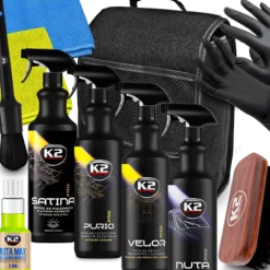 K2 Zestaw Detailingowy Satina Purio Velor Nuta Pędzelek Szczotka Ściereczki