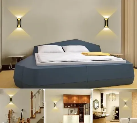 LAMPA ŚCIENNA ELEWACYJNA ZEWNĘTRZNY KINKIET LED 10W IP65 GÓRA DÓŁ ZŁOTY