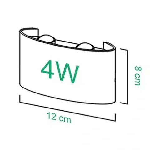 LAMPA ŚCIENNA ELEWACYJNA ZEWNĘTRZNY KINKIET LED 4W IP65 GÓRA DÓŁ