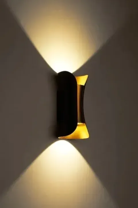 LAMPA ŚCIENNA ELEWACYJNA ZEWNĘTRZNY KINKIET LED 10W IP65 GÓRA DÓŁ ZŁOTY
