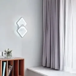 LAMPA ŚCIENNA KINKIET LED KWADRAT BIAŁY 24W 6000K DO SALONU, JADALNI