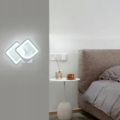 LAMPA ŚCIENNA KINKIET LED KWADRAT BIAŁY 24W 6000K DO SALONU, JADALNI