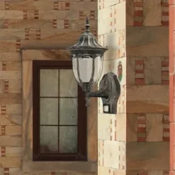 Lampa ścienna zewnętrzna kinkiet Milano złoto antyczne czujnik ruchu PIR
