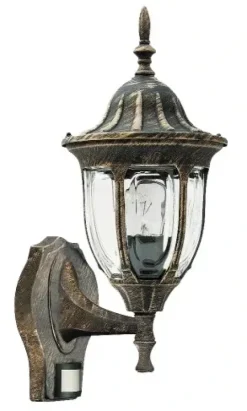 Lampa ścienna zewnętrzna kinkiet Milano złoto antyczne czujnik ruchu PIR