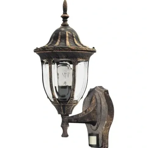 Lampa ścienna zewnętrzna kinkiet Milano złoto antyczne czujnik ruchu PIR