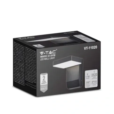 Lampa ścienna zewnętrzna oprawa elewacyjna LED 20W czarna V-TAC