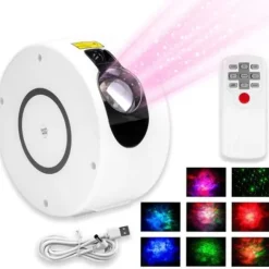 Lampa nocna projektor gwiazd SPIRAL biały
