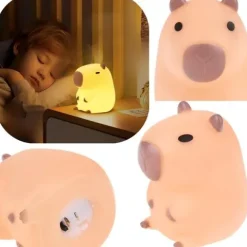 Lampka Nocna Miękka dla Dzieci Silikonowa na Baterie Kapibara 11cm