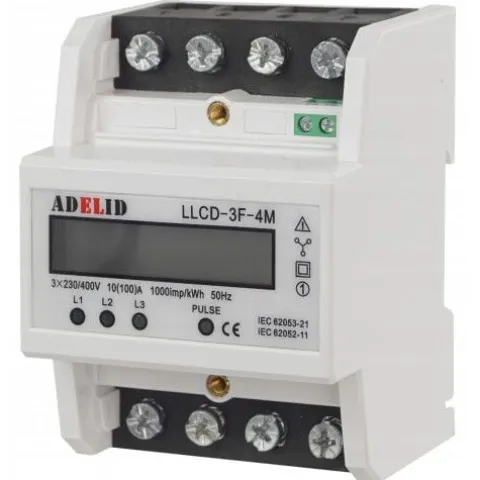 LCD LICZNIK ENERGII 100A TRÓJFAZOWY 50/60HZ MONTAŻ DIN