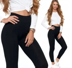 Legginsy Damskie z WYsokim Stanem Czarne Klasyczne Getry Fit MORAJ S/M