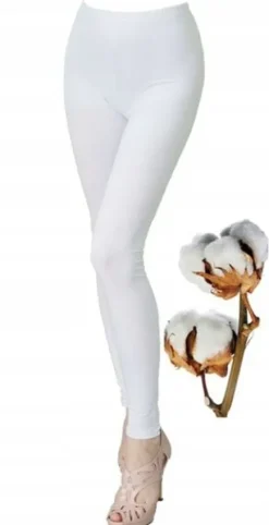 legginsy leginsy getry wyszczuplające damskie bawełna białe S 34