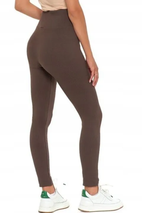 Legginsy Prążkowane Damskie z Wysokim Stanem Modne Fit Getry MORAJ S/M