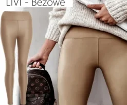 LEGGINSY SKÓRZANE MODELUJĄCE z WYSOKIM STANEM spodnie skóra NOWE KOLORY M/L