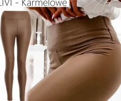 LEGGINSY SKÓRZANE MODELUJĄCE z WYSOKIM STANEM spodnie skóra NOWE KOLORY M/L
