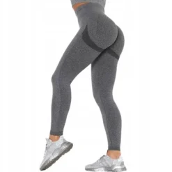 LEGINSY SPORTOWE DAMSKIE PUSH UP ROZMIAR L SZARE