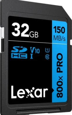 Lexar SDHC 800x Pro UHS-I cards, C10 (V10) U1, R150, 32GB