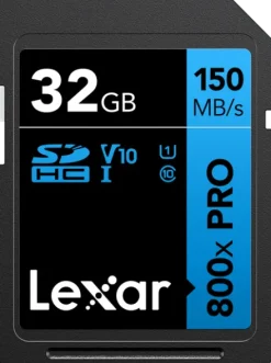 Lexar SDHC 800x Pro UHS-I cards, C10 (V10) U1, R150, 32GB