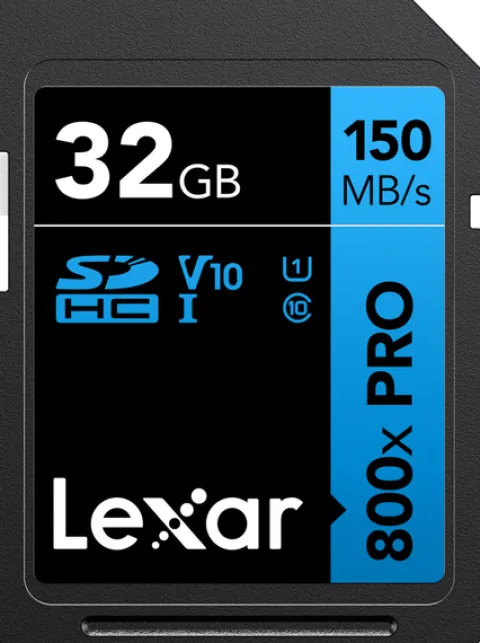 Lexar SDHC 800x Pro UHS-I cards, C10 (V10) U1, R150, 32GB