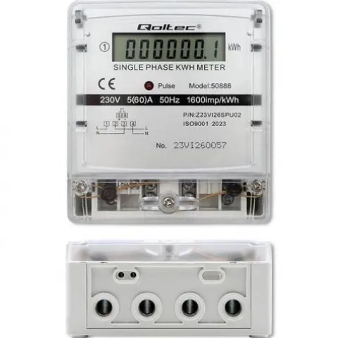 LICZNIK ENERGII JEDNOFAZOWY QOLTEC LCD 5(60)A KLASA 1.0 CE