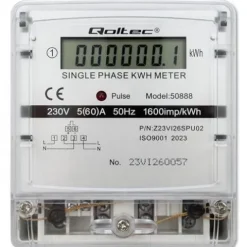 LICZNIK ENERGII JEDNOFAZOWY QOLTEC LCD 5(60)A KLASA 1.0 CE