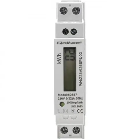 LICZNIK ENERGII QOLTEC LCD 32A JEDNOFAZOWY MONTAŻ DIN