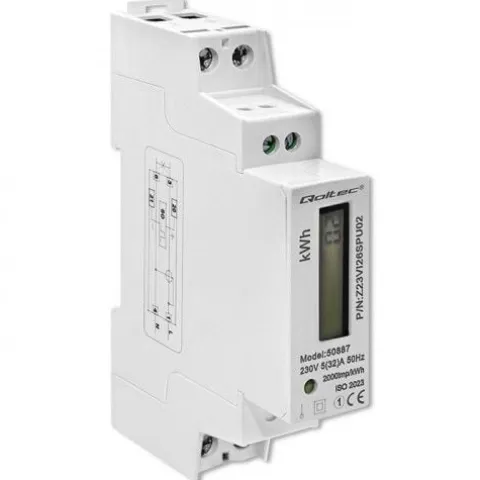 LICZNIK ENERGII QOLTEC LCD 32A JEDNOFAZOWY MONTAŻ DIN