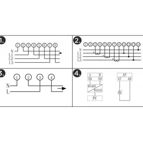 LICZNIK ENERGII TRÓJFAZOWY LCD MODBUS 100A RS485 IP54