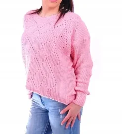 ŚLICZNY DAMSKI SWETER RÓŻOWY SWETEREK UB293