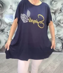 Lużna tunika wiskoza 54 56 58 smile granat