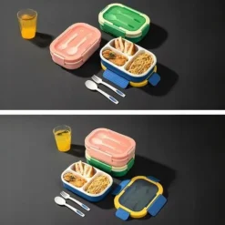 LUNCHBOX 3 PRZEGRÓDKI SZTUĆCE LUNCH BOX POJEMNIK ŚNIADANIE ŚNIADANIÓWKA