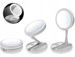 Lusterko do makijażu Podświetlane LED Powiększające 10X + 1X - DWUSTRONNE