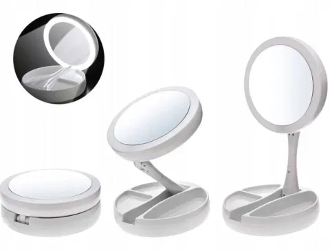 Lusterko do makijażu Podświetlane LED Powiększające 10X + 1X - DWUSTRONNE