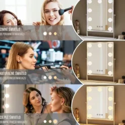 LUSTERKO KOSMETYCZNE PODŚWIETLANE LED LUSTRO DO MAKIJAŻU TYPU