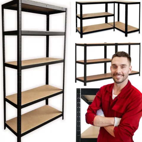 magazynowy regał metalowy garażowy 180 cm 5 półek kolor czarny piwnica 2w1