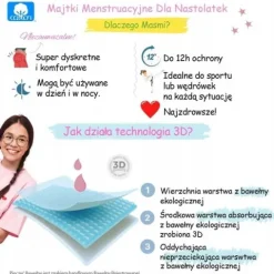 Majtki menstruacyjne ekologiczne Masmi DLA NASTOLATEK XS 100% bawełna BIO
