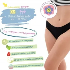 Majtki menstruacyjne ekologiczne Masmi DLA NASTOLATEK XS 100% bawełna BIO