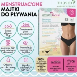 Majtki menstruacyjne Masmi Reuse do pływania UPF 50+/ odporne na chlor S