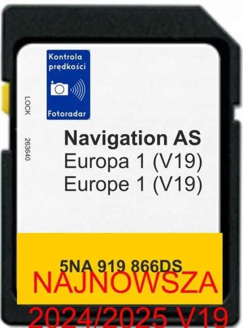 MAPA KARTA DISCOVERY MEDIA MIB2 AS V19 EUROPA PASSAT GOLF POLO CADDY TIGUAN