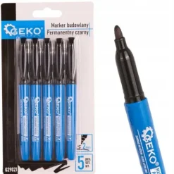 Markery budowlane permanentne GEKO czarne cienkie 5 szt. G29021