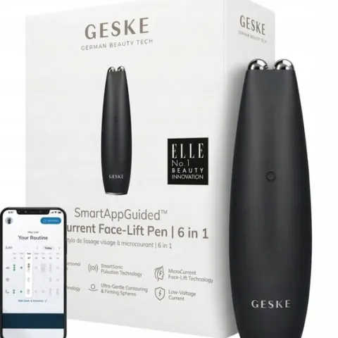 Masażer liftingujący do twarzy Geske MicroCurrent Face Lift Pen 6w1 Czarny