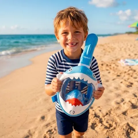 Maska do nurkowania dla dzieci pełnotwarzowa, z rurką, AntiFog, DryTop do snorkelingu