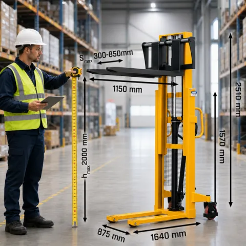MASZTOWY WÓZEK PALETOWY RĘCZNY UDŹWIG 1500KG 2000MM CORMAK WRHS1520