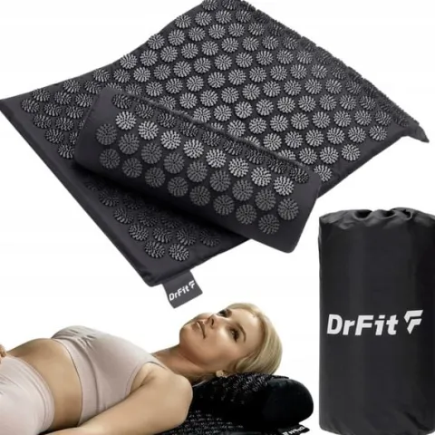 Mata do Akupresury Poduszka z Kolcami Masaż na Ból Mięśni Czarny DrFit