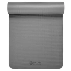 Mata fitness Essentials z paskiem Gaiam 183 x 61 x 1 cm szara