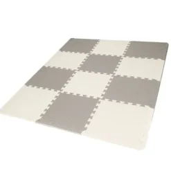 Mata piankowa kwadraty 118x90 cm szare, białe, czarne puzzle dla dzieci, do ćwiczeń