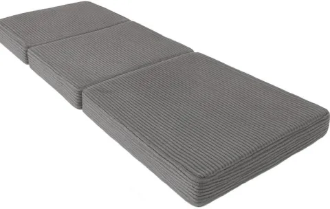 MATERAC PUFA FOTEL rozkładany składany turystyczny 192/64/8cm SZARY sztruks