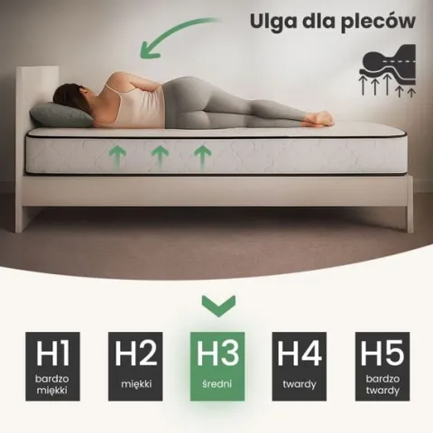 Materac sprężynowy z ochraniaczem 7-strefowy H3 90x190 cm