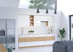 Meble kuchenne ARTISAN BIAŁY POŁYSK 260cm cichy domyk