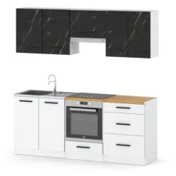 Meble Kuchenne Modułowe Nowoczesne Z Blatem 2.0m Biały San Sebastian Biały